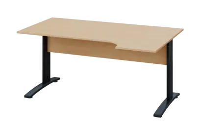 ERK 18 - 164 stůl kancelářský, rohový, pravý, kovová podnož černá, deska 18 mm, široký 1600 mm, bříza irská